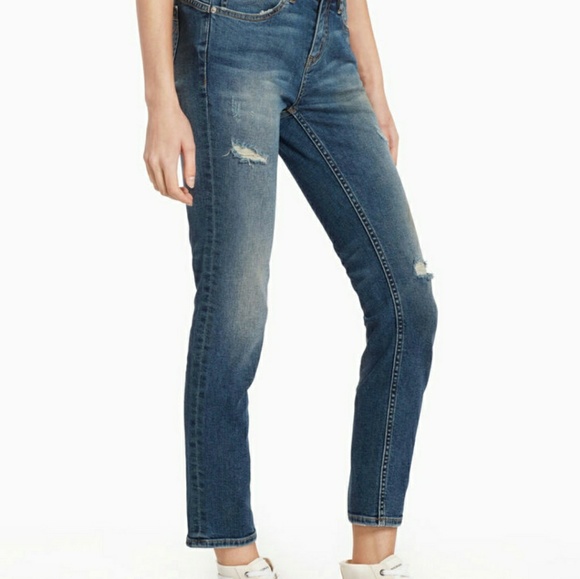 🚺🆕CALVIN KLEIN Distressed Mid Rise Skinny Jeans - Picture 2 of 4